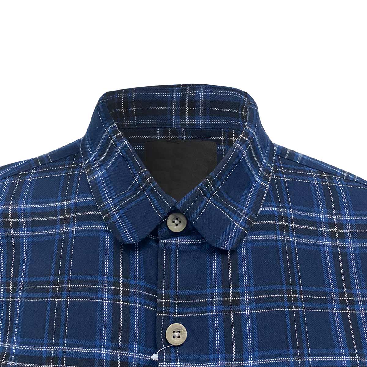 Mannen blauw geruite katoen en spandex Flanel shirt3